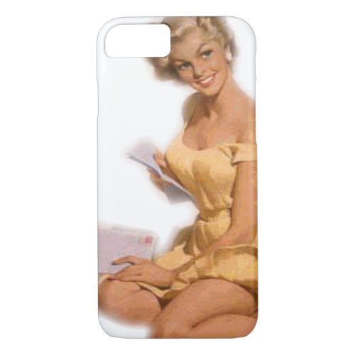 Vintage Naughty Classie Blonde Pin Up Girl iPhone 87 Case