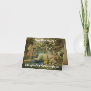 Vintage Naughty Cupid Oil Painting Thank You Card