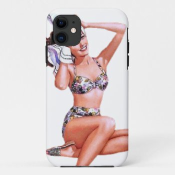 Vintage Naughty Doing The Do Pin Up Girl Iphone 11 Case by VintageBeauty at Zazzle