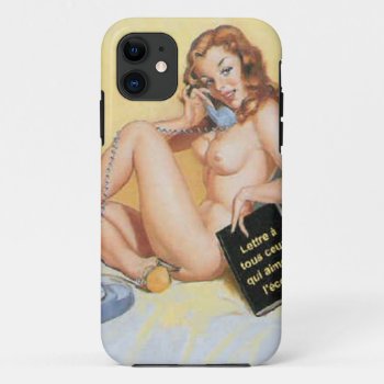 Vintage Naughty Hello Pin Up Girl Iphone 11 Case by VintageBeauty at Zazzle