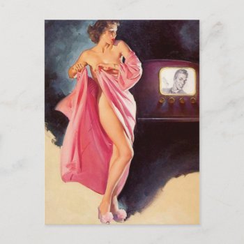 Vintage Naughty I See You Pin Up Girl Postcard by VintageBeauty at Zazzle