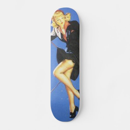 Vintage Naughty Lady_in_Black Pin Up Girl Skateboard