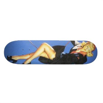 Vintage Naughty Lady-in-black Pin Up Girl Skateboard by VintageBeauty at Zazzle