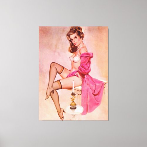 Vintage Naughty Mistress Pin Up Girl Canvas