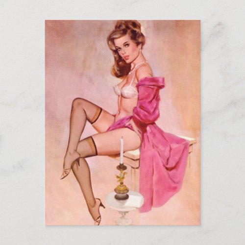 Vintage Naughty Mistress Pin Up Girl Postcard