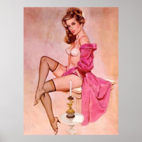 Vintage Naughty Mistress Pin Up Girl Poster