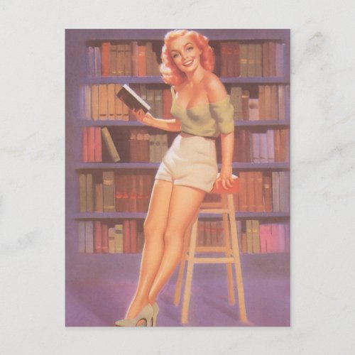 Vintage Naughty Nerdie Pin Up Girl Postcard