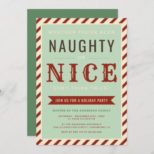 Vintage Naughty Or Nice Holiday Party Invitation