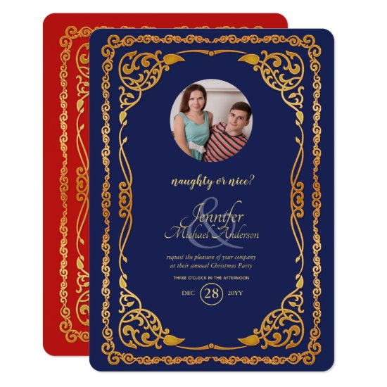Vintage Naughty or Nice PHOTO Christmas Party Invitation
