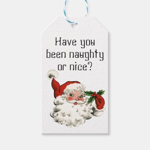 Vintage naughty or nice Santa Gift Tags