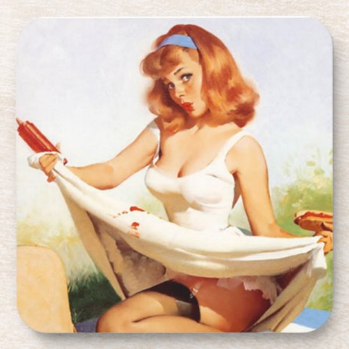 Vintage Naughty Picnic Pin Up Coaster