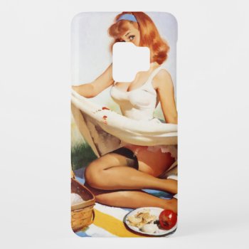 Vintage Naughty Picnic Pin Up Girl Case-mate Samsung Galaxy S9 Case by VintageBeauty at Zazzle