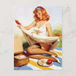 Vintage Naughty Picnic Pin Up Girl Postcard at Zazzle
