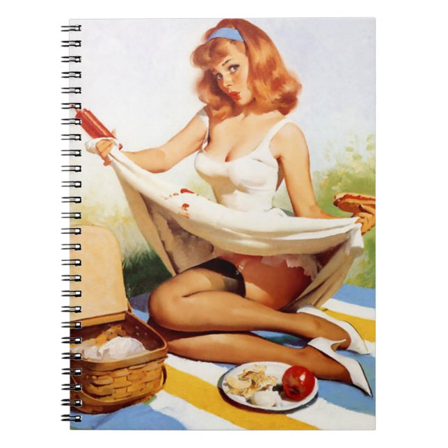 Vintage Naughty Picnic Pin Up Notebook (Front)