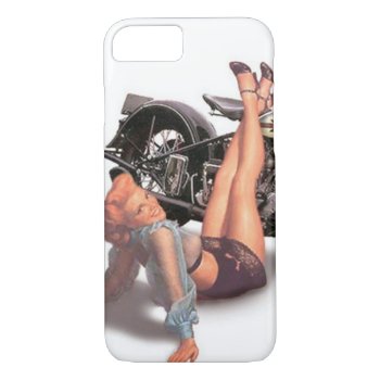 Vintage Naughty Playful Biker Pin Up Girl Iphone 8/7 Case by VintageBeauty at Zazzle