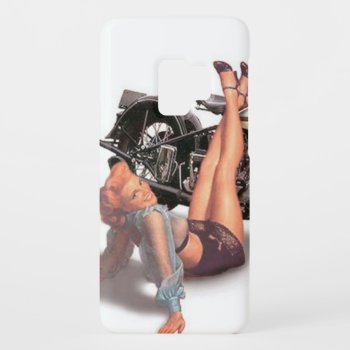 Vintage Naughty Playful Biker Pin Up Girl Case-mate Samsung Galaxy S9 Case by VintageBeauty at Zazzle