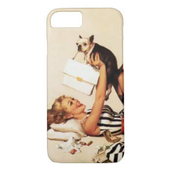 Vintage Naughty Puppy Love Pin Up Girl Iphone 8/7 Case by VintageBeauty at Zazzle