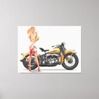 Vintage Naughty Sexie Motor Pin Up Girl Canvas by VintageBeauty at Zazzle