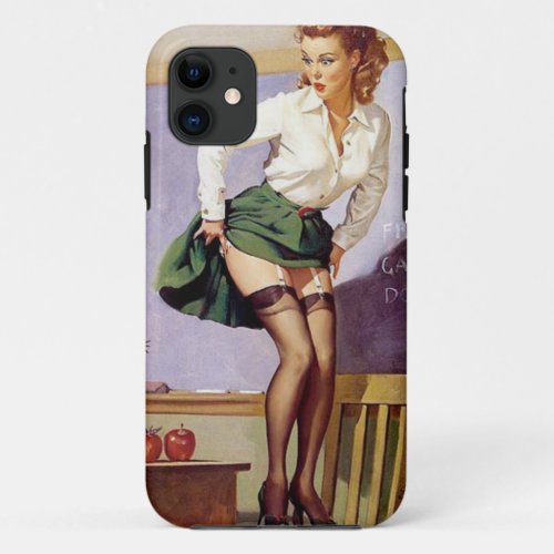 Vintage Naughty Teacher Pin Up Girl iPhone 11 Case