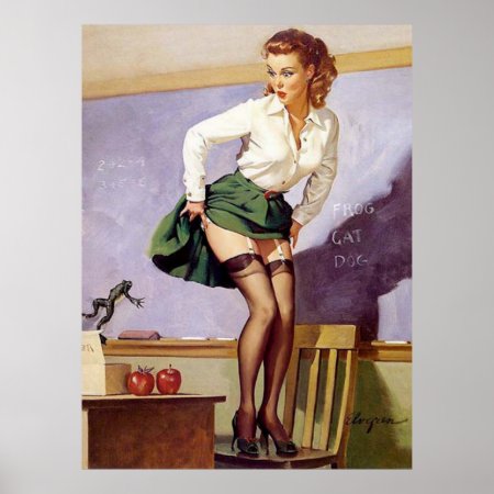 Vintage Naughty Teacher Pin Up Girl Poster