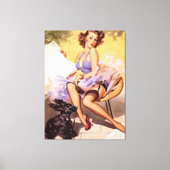 Vintage Naughty Violet Pin Up Girl Canvas by VintageBeauty at Zazzle