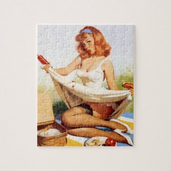 Vintage Nauhty Picnic Pin Up Puzzle by VintageBeauty at Zazzle