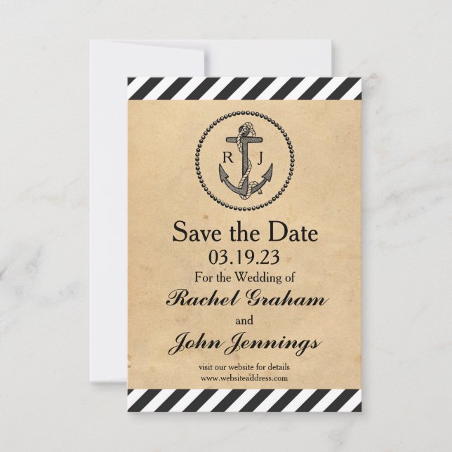 Vintage Nautical Anchor - 3x5 Save the Date (Front)