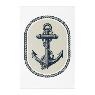 Vintage Nautical Anchor and Rope acrylic Wall Art