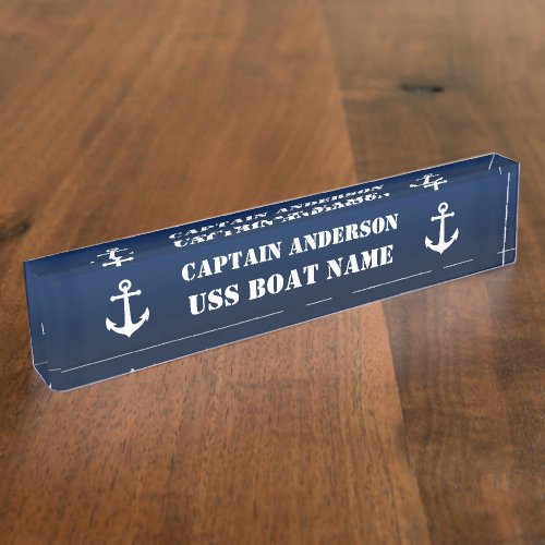Vintage Nautical Anchor Captain and Boat Desk Name Plate