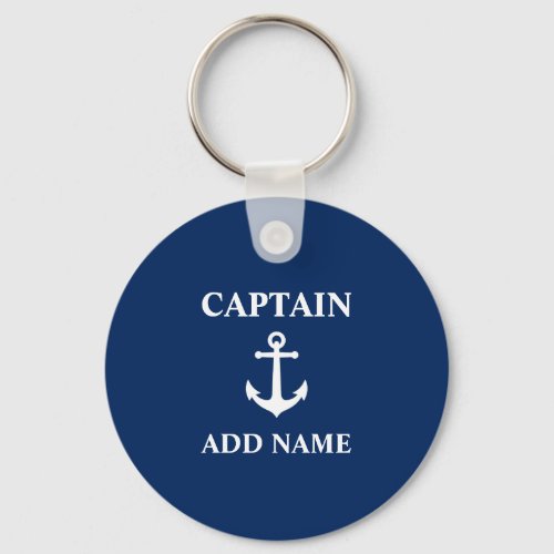 Vintage Nautical Anchor  Captain or Boat Name Keychain