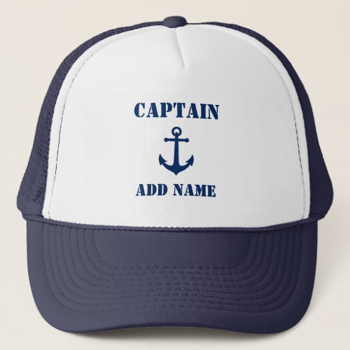 Vintage Nautical Anchor Captain or Boat Name Trucker Hat