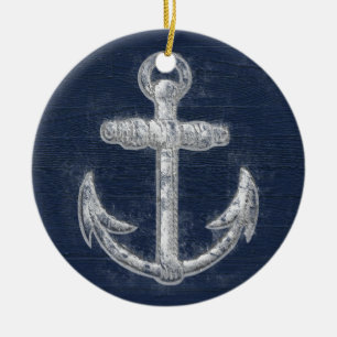 Vintage Nautical Anchor Ceramic Ornament