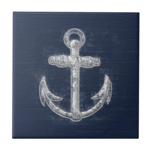 Vintage Nautical Anchor Ceramic Tile