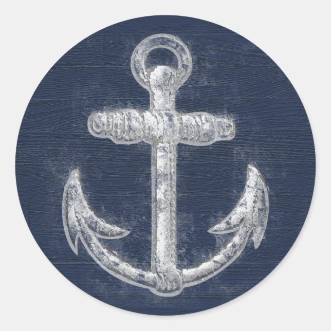 Vintage Nautical Anchor Classic Round Sticker (Front)