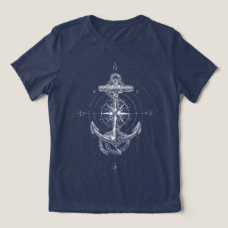 Vintage Nautical Anchor Compass Rose Marine Tri-Blend Shirt