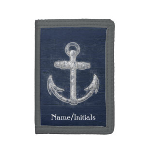 Vintage Nautical Anchor Custom Tri-fold Wallet