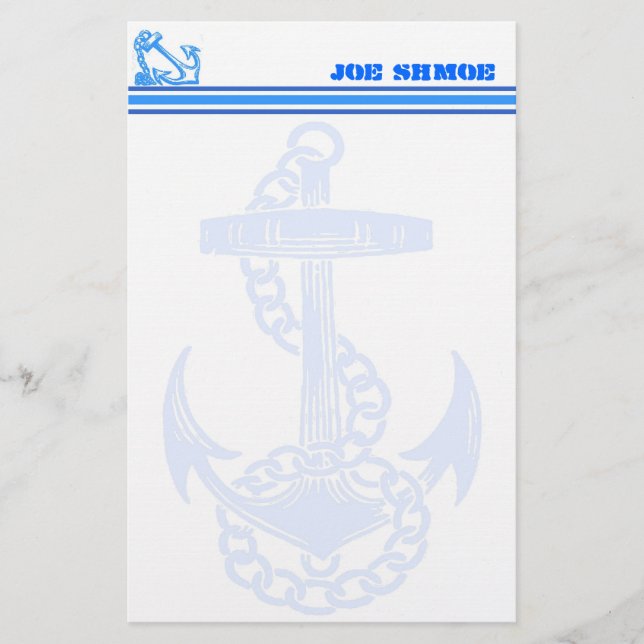 Vintage Nautical Anchor Customizable Stationery (Front)