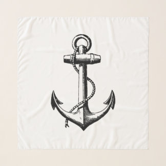 Vintage Nautical Anchor Illustration Scarf