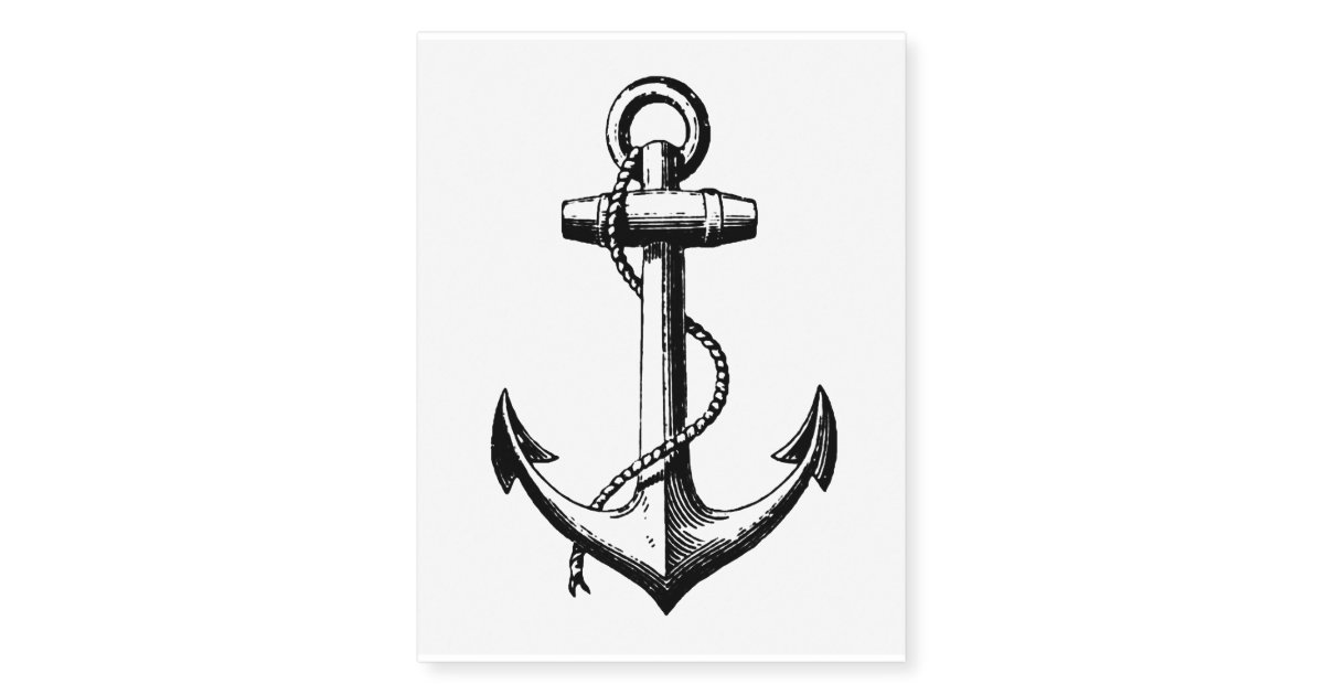 Vintage Nautical Anchor Illustration Temporary Tattoos | Zazzle