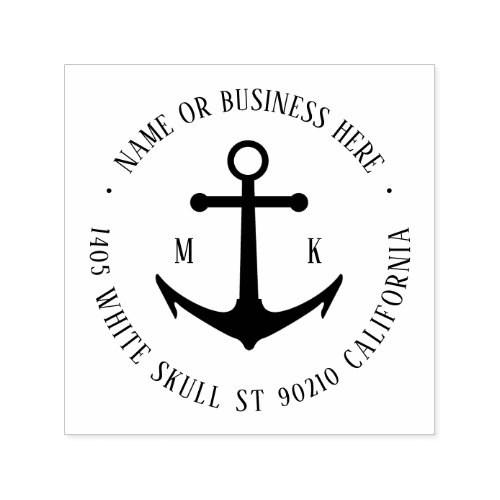 Vintage Nautical Anchor Logo Name Return Address Self_inking Stamp