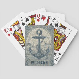 Vintage Nautical Anchor Personalized Poker Cards