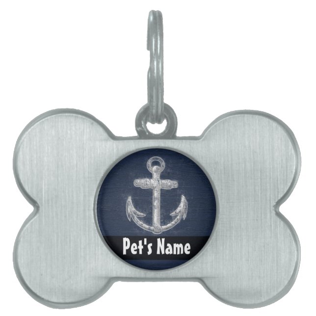 Vintage Nautical Anchor Pet Tag (Front)
