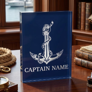 Vintage Nautical Anchor Rope Boat Name Acrylic Award
