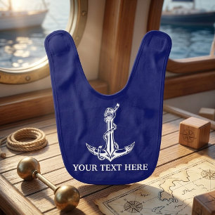 Vintage Nautical Anchor Rope Boat Name Baby Bib