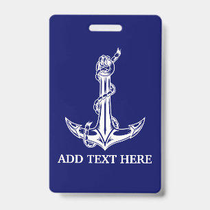 Vintage Nautical Anchor Rope Boat Name Badge