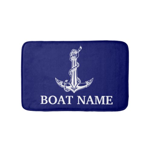 Vintage Nautical Anchor Rope Boat Name Bath Mat