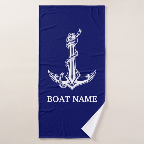Vintage Nautical Anchor Rope Boat Name Bath Towel