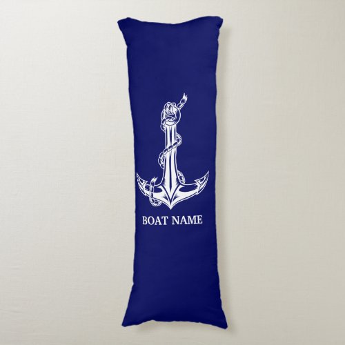 Vintage Nautical Anchor Rope Boat Name Body Pillow