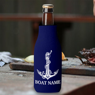 Vintage Nautical Anchor Rope Boat Name Bottle Cooler