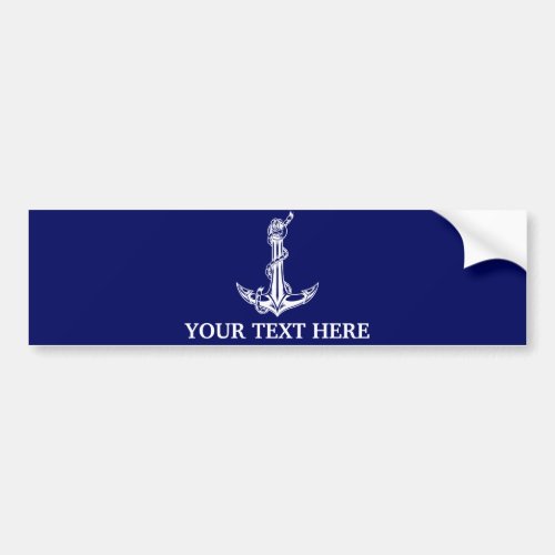 Vintage Nautical Anchor Rope Boat Name Bumper Sticker